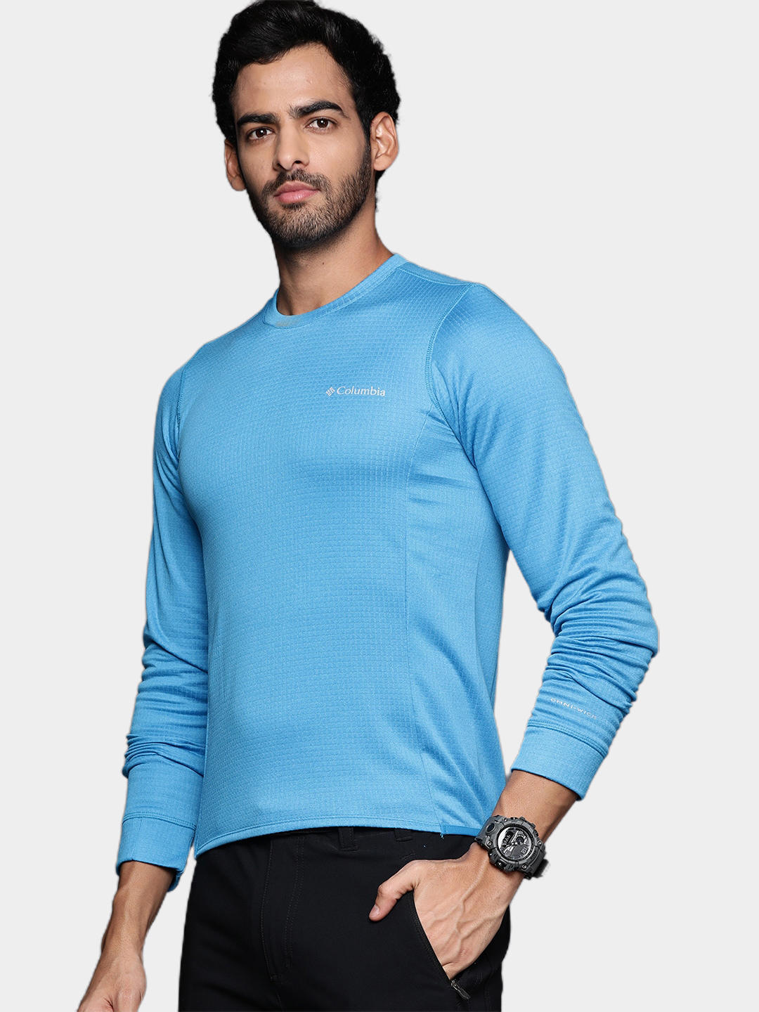 Columbia Men Blue Park View Crew Fleece Jacket