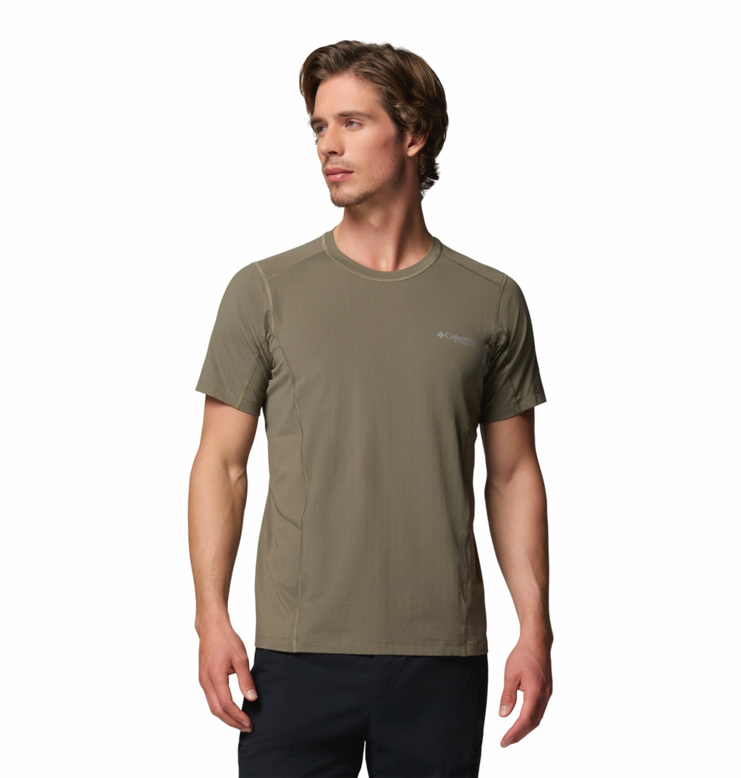 Columbia Men Olive Green Omni-Freeze Diamond Peak Pro Tshirt