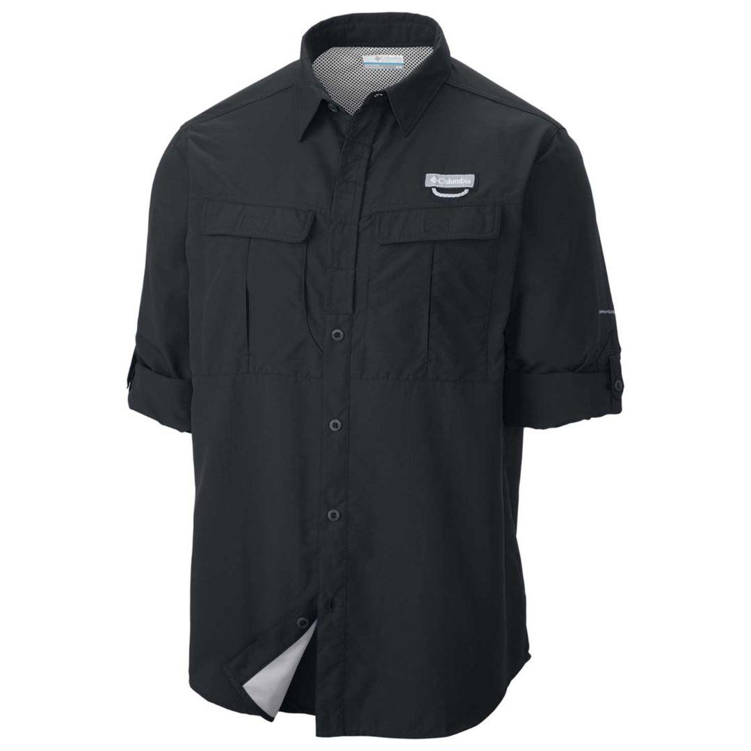 Columbia Men Black Cascades Explorer Long Sleeve Shirt (Sun Protection)
