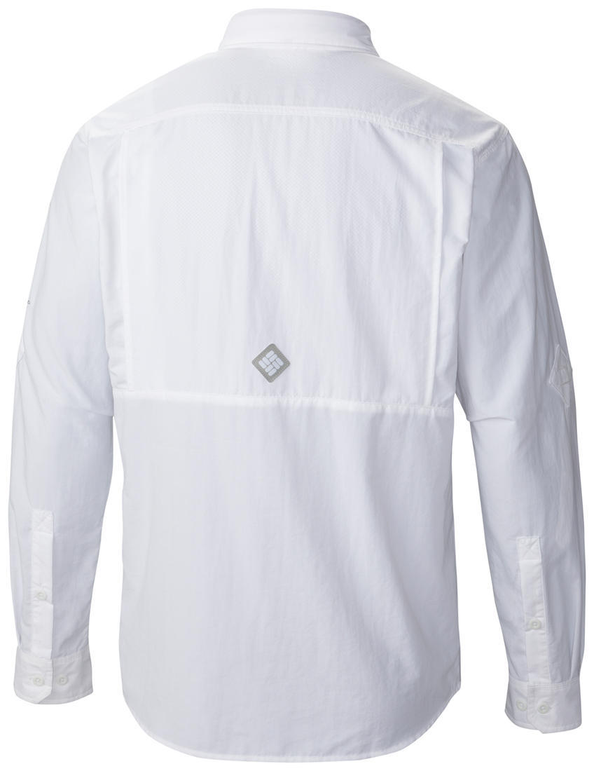 Columbia Men White Cascades Explorer Long Sleeve Shirt (Sun Protection)