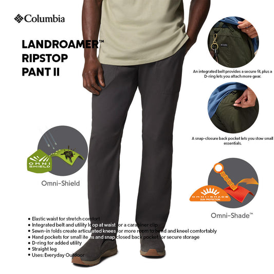 Columbia Mens Grey Omni-Shade Landroamer Ripstop II Pant