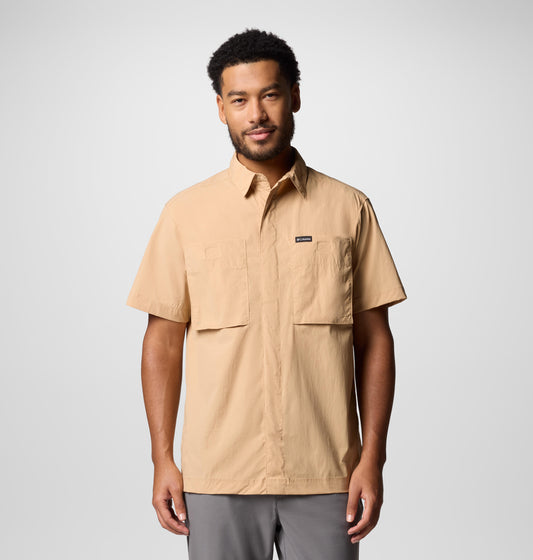 Columbia Mens Peach Omni-Freeze Black Mesa Utility Short Sleeve Shirt