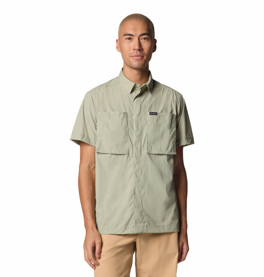 Columbia Mens Green Omni-Freeze Black Mesa Utility Short Sleeve Shirt