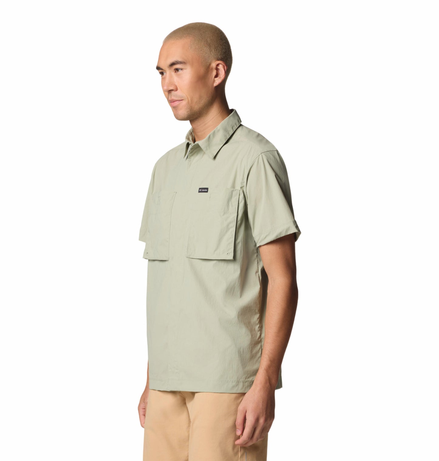 Columbia Mens Green Omni-Freeze Black Mesa Utility Short Sleeve Shirt