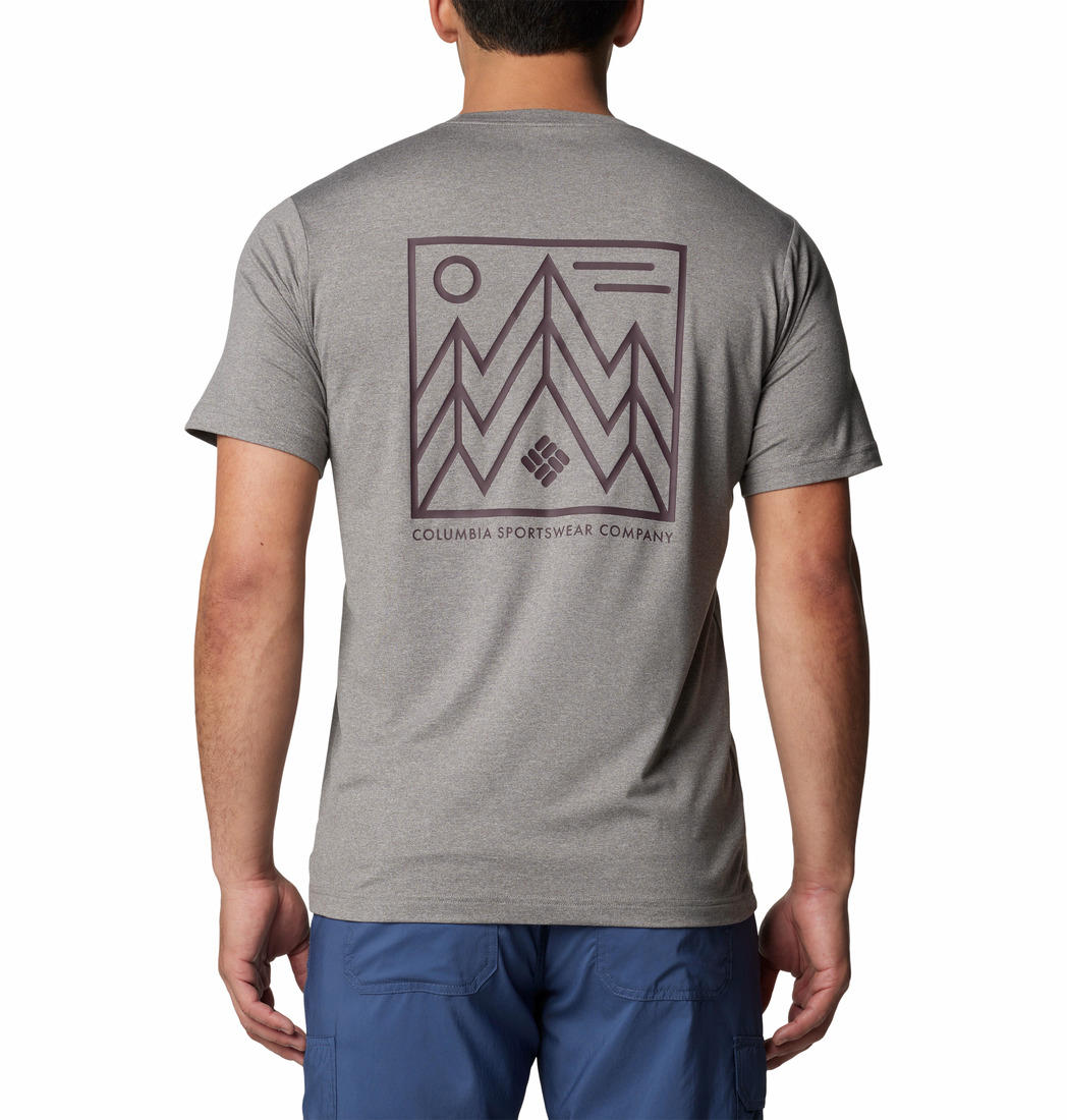 Columbia Mens Black Kwick Hike Back Graphic Short Sleeve Tee