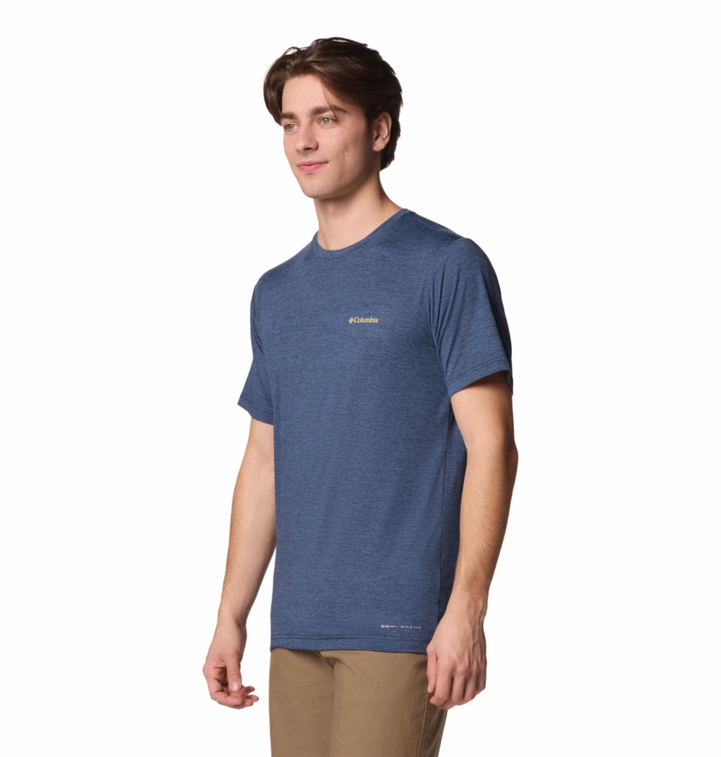 Columbia Mens Navy Blue Omni-Shade Kwick Hike Back Graphic Short Sleeve Tshirt