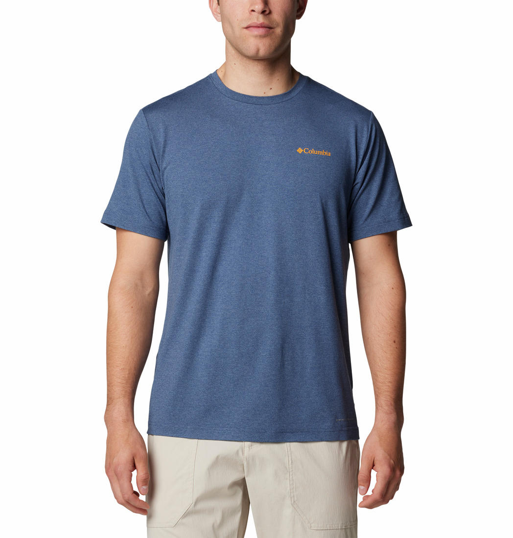 Columbia Mens Blue Kwick Hike Back Graphic Short Sleeve Tee