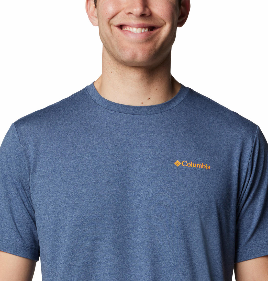 Columbia Mens Blue Kwick Hike Back Graphic Short Sleeve Tee