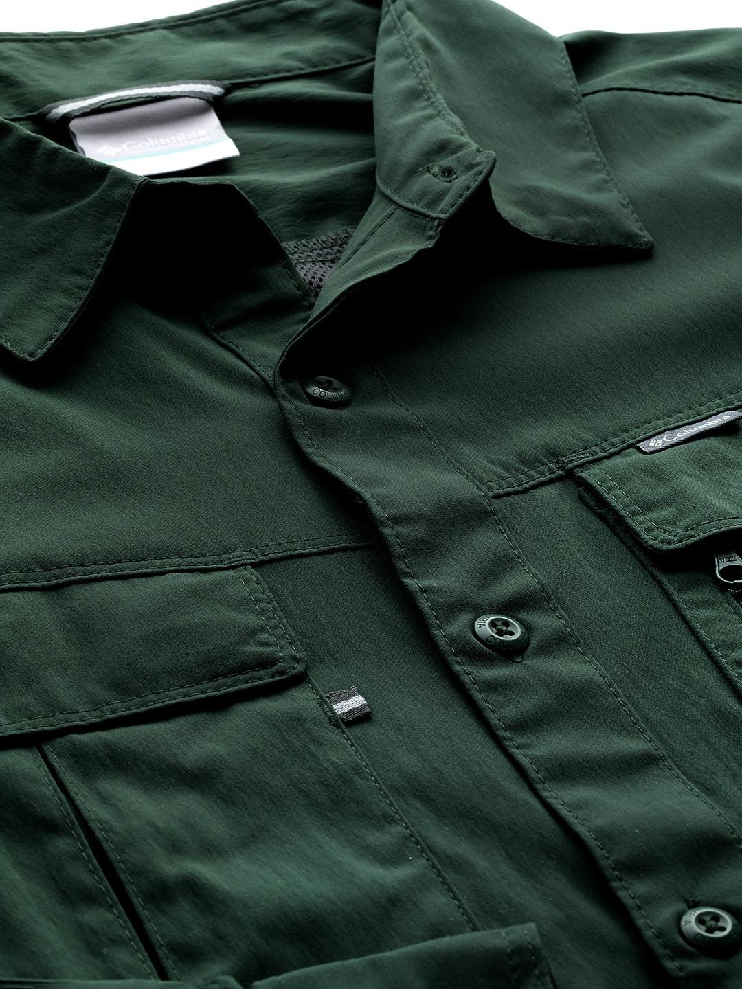 Columbia Men Green Newton Ridge II Long Sleeve Shirts