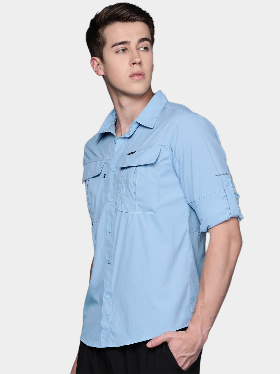 Columbia Men Blue Newton Ridge II Long Sleeve (Sun Protection)