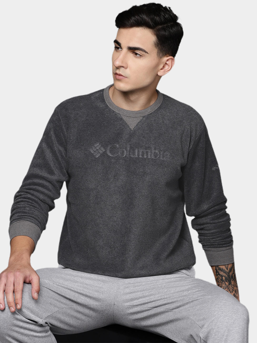 Columbia Men Grey Steens Mountain Crew 2.0 Fleece Jacket
