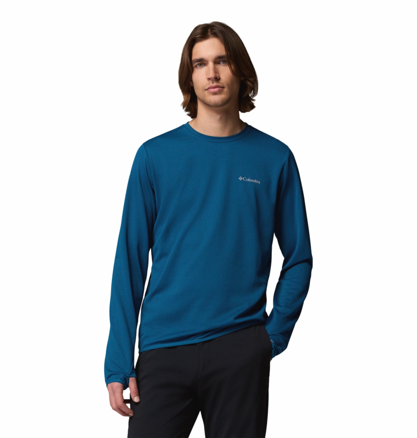 men blue omni shade tech trail utility warm tshirt
