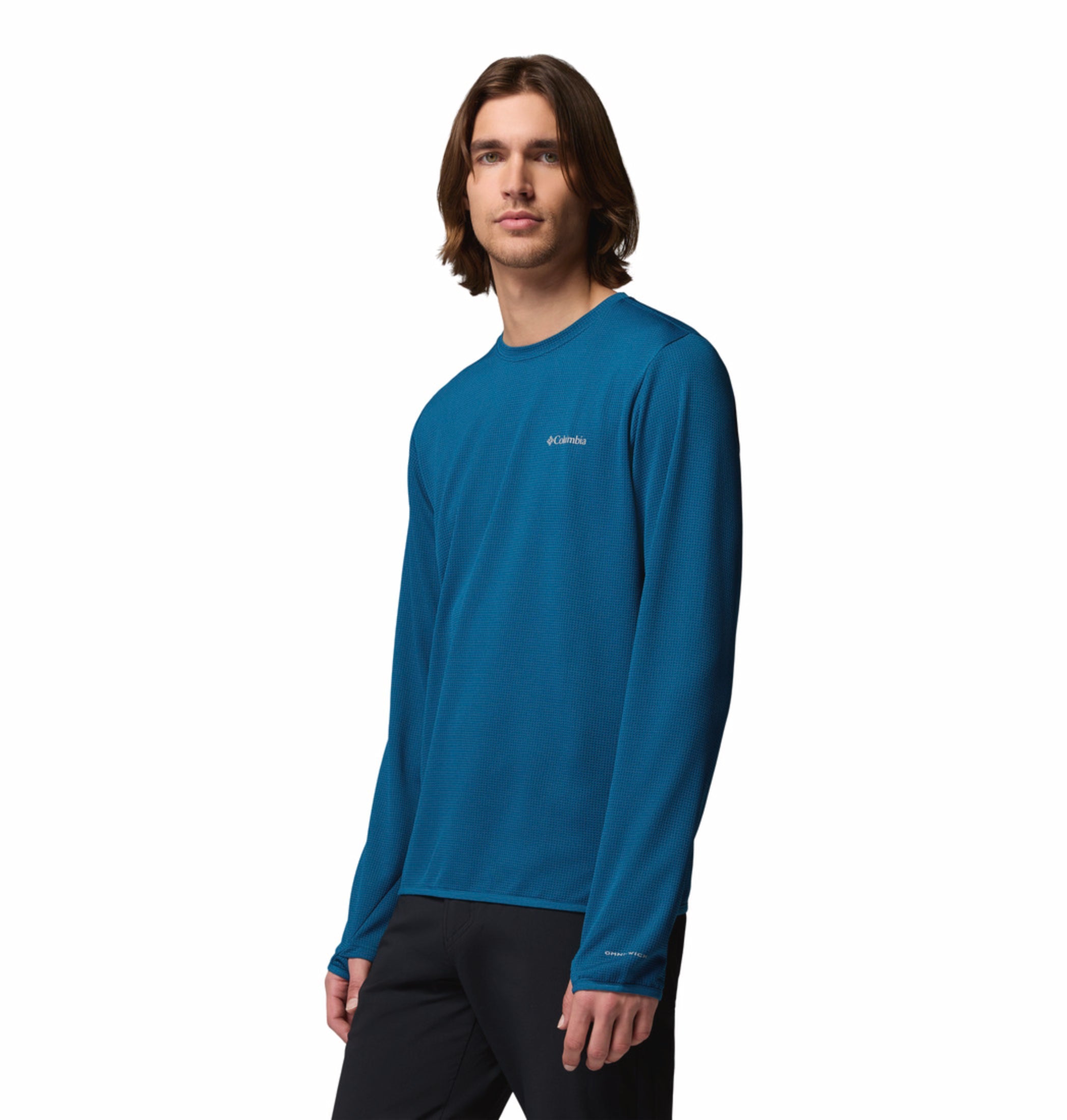 men blue omni shade tech trail utility warm tshirt