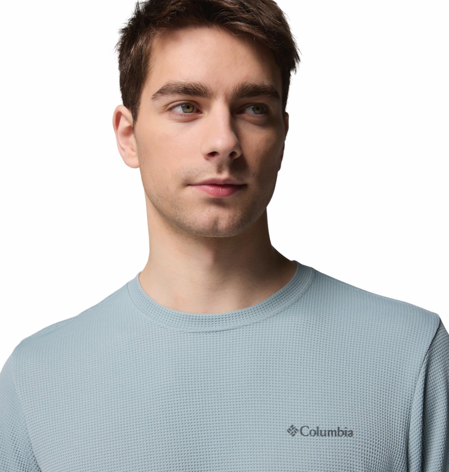 Columbia Men Blue Omni-Shade Tech Trail Utility Warm Tshirt (Sun Protection)