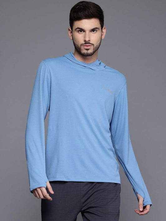 Columbia Mens Blue Omni-Shade Broad Spectrum Air Flow Summit Valley Hoodie Tshirt