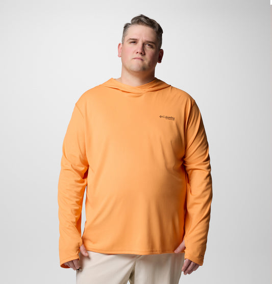 Columbia Mens Orange Omni-Shade Broad Spectrum Air Flow Summit Valley Hoodie Tshirt