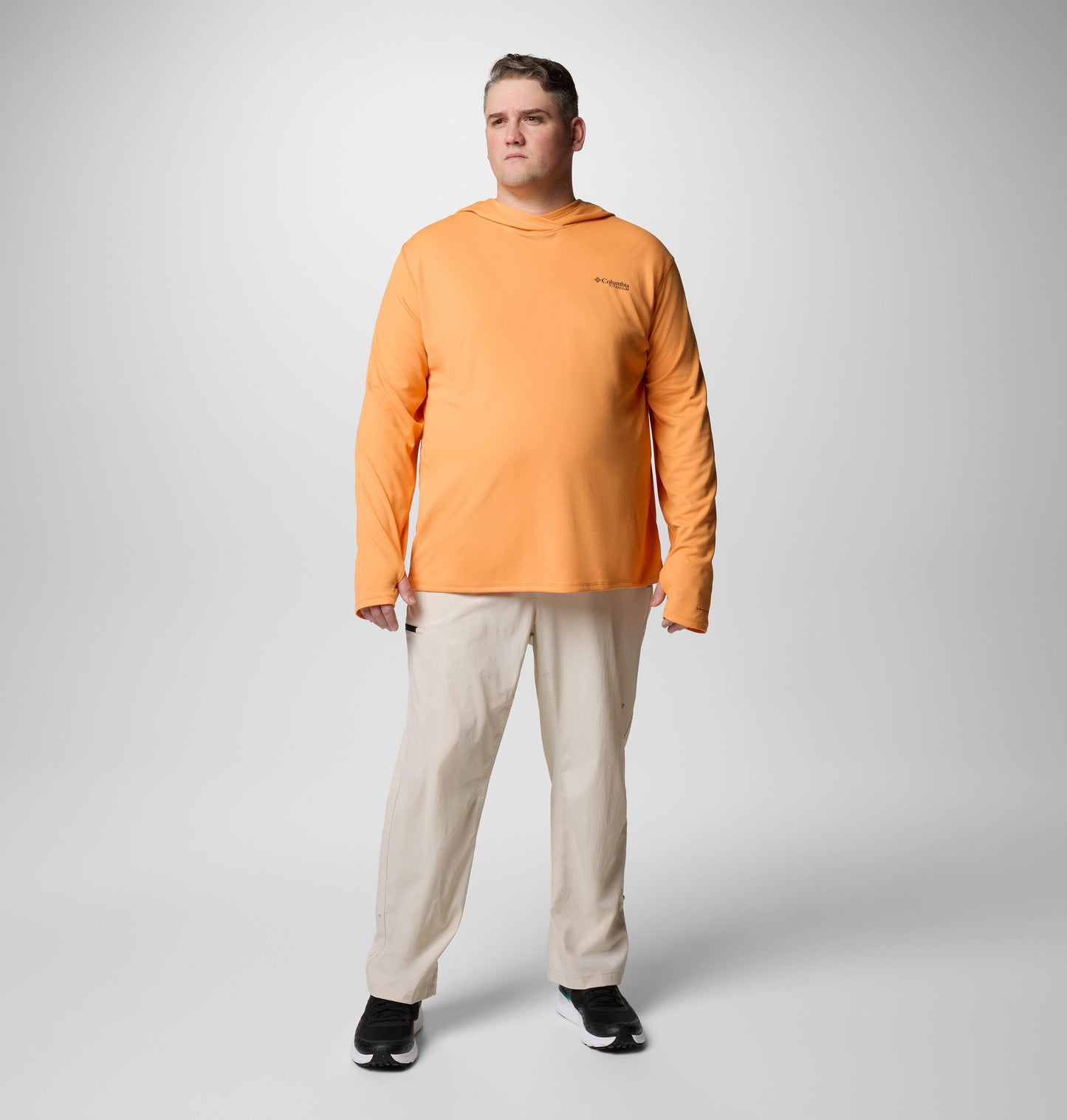 Columbia Mens Orange Omni-Shade Broad Spectrum Air Flow Summit Valley Hoodie Tshirt