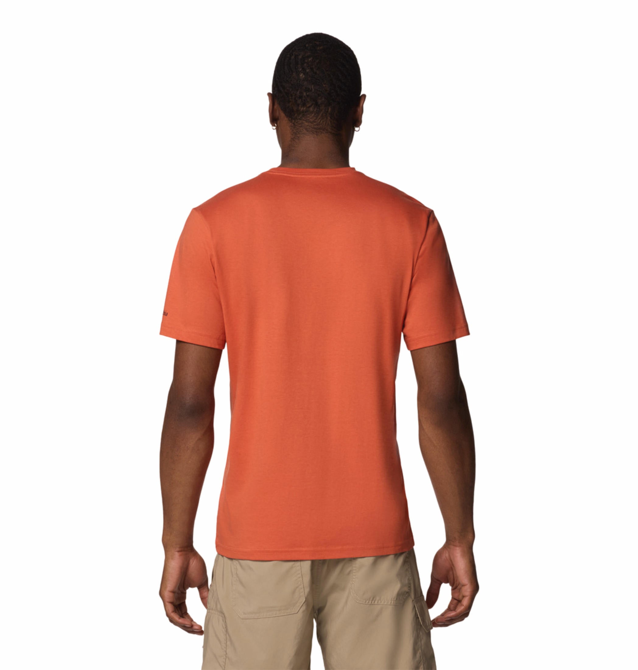 A Men Wearing Columbia Men Red M Rapid Ridge Graphic Tee