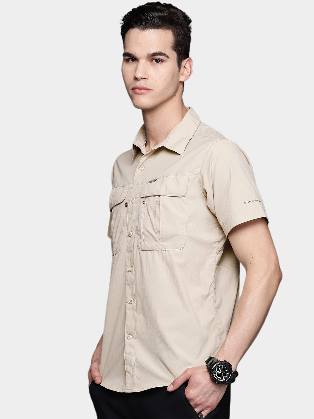 Columbia Men Beige Newton Ridge Short Sleeve Shirts