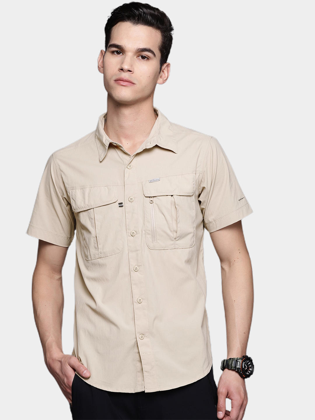 Columbia Men Beige Newton Ridge Short Sleeve Shirts