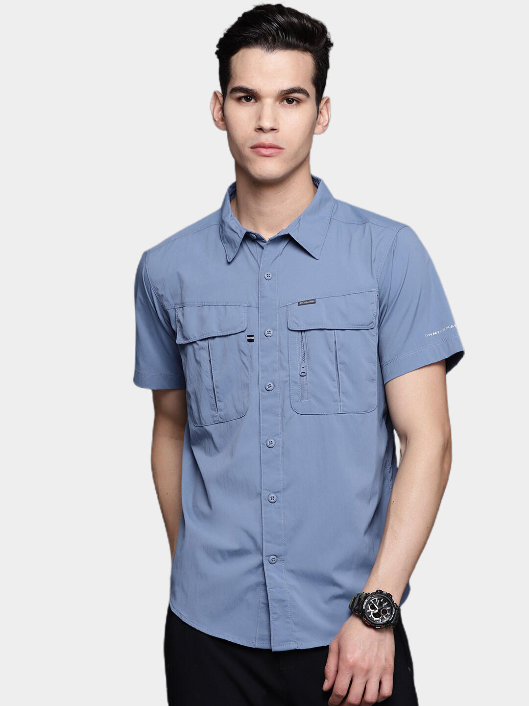 Columbia Men Blue Newton Ridge Short Sleeve Shirts