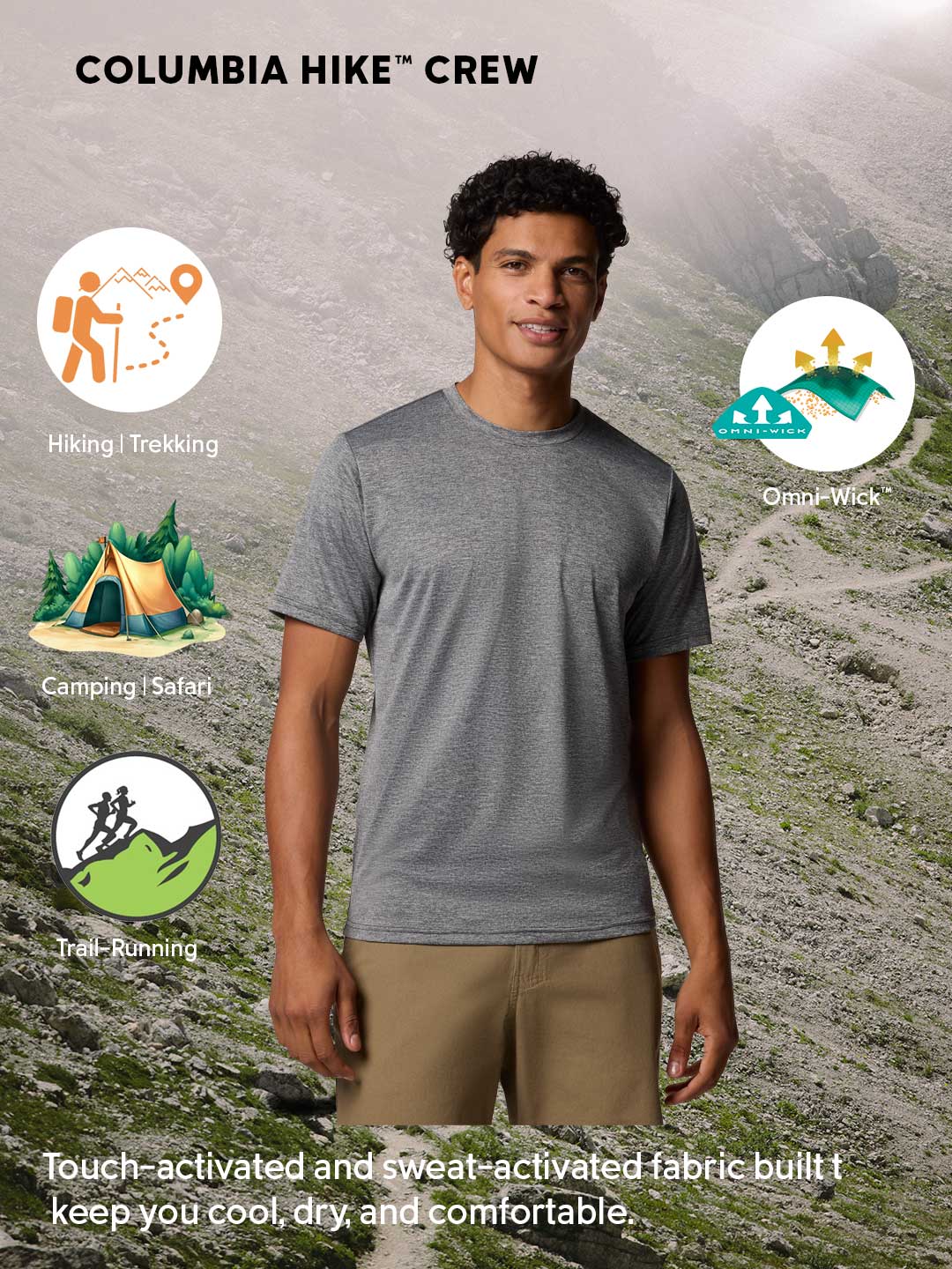 Columbia Men's White Omni-Wick Moisture-Wicking Hiking T-Shirt