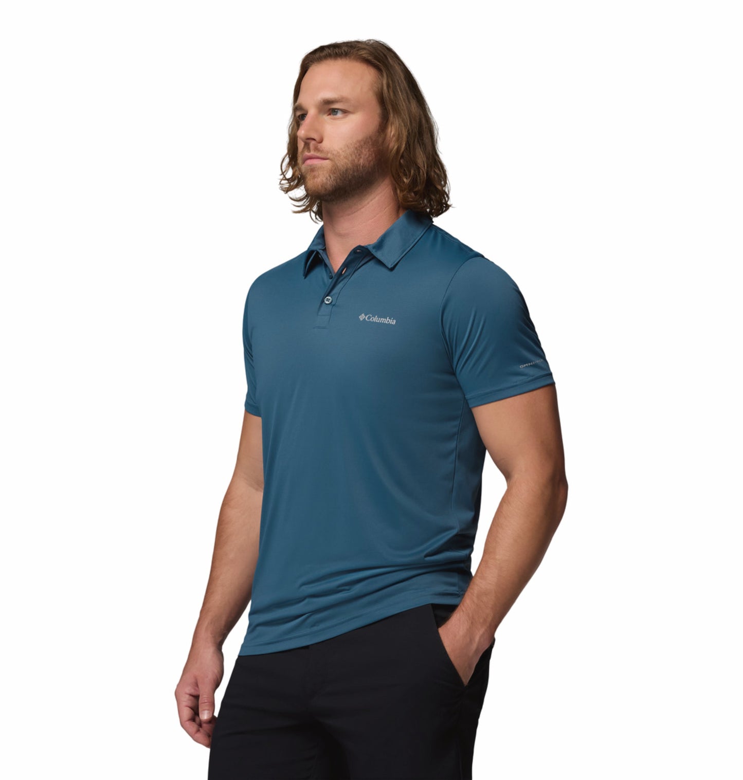 Columbia Men Blue Omni-Wick Hike Polo Tshirt