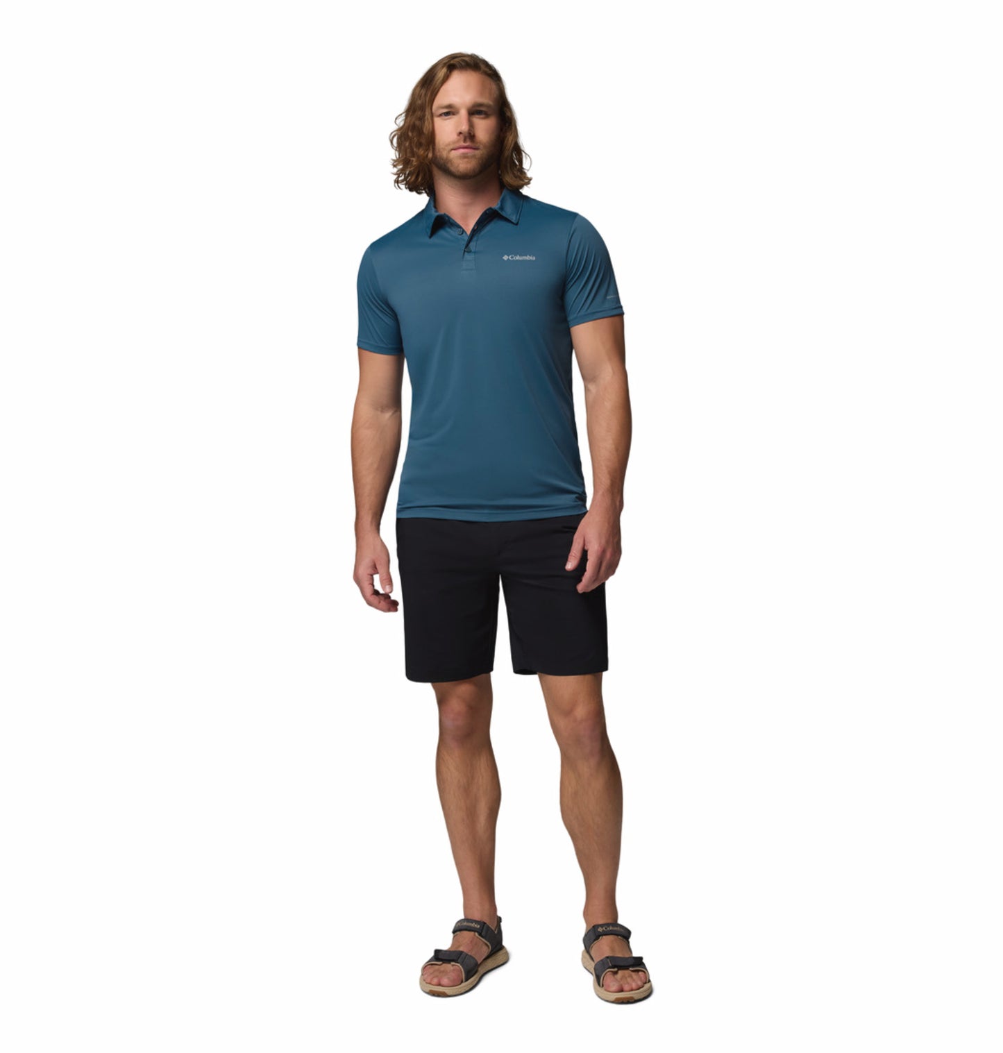 Columbia Men Blue Omni-Wick Hike Polo Tshirt