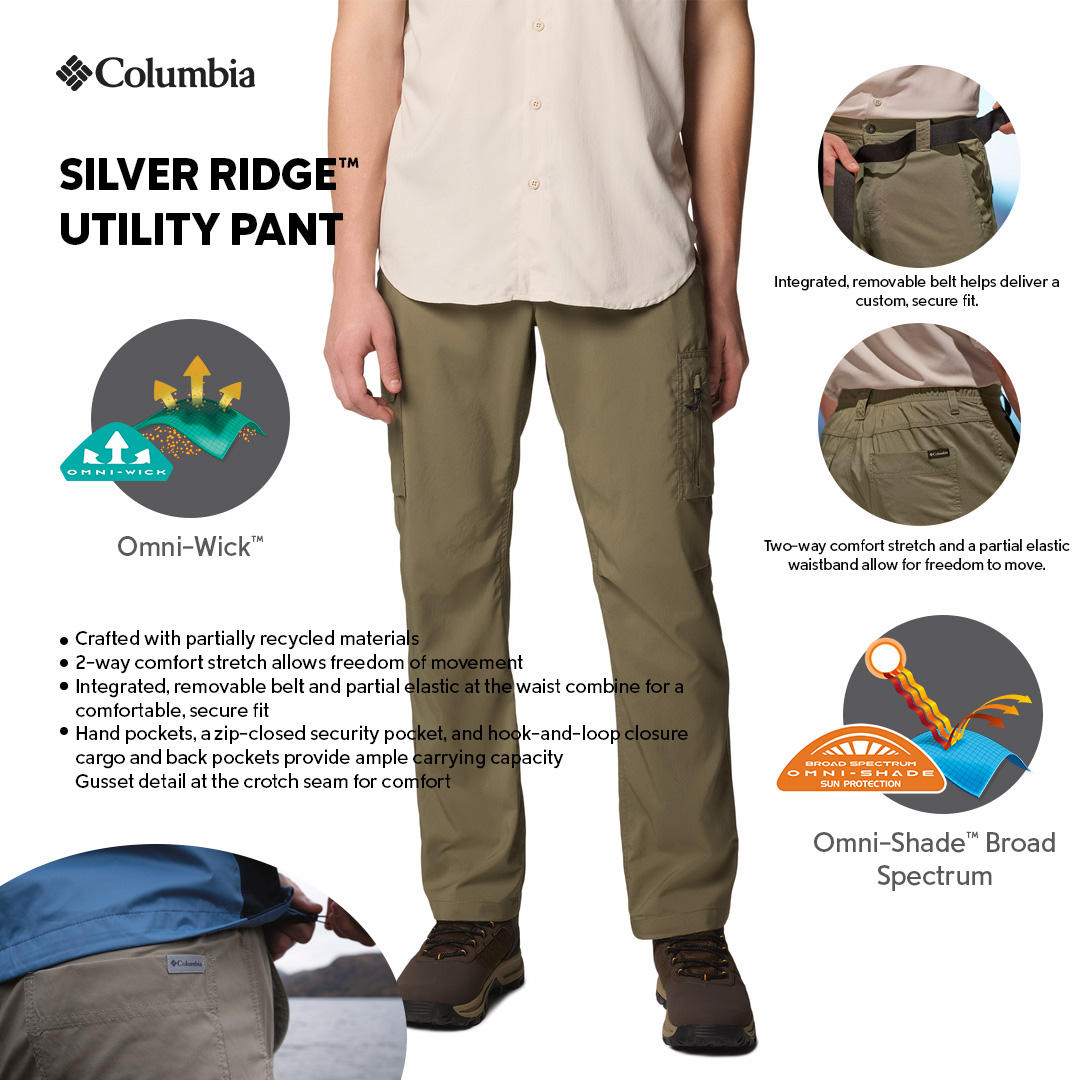 Columbia Mens Green Omni-Wick Silver Ridge Utility Pant