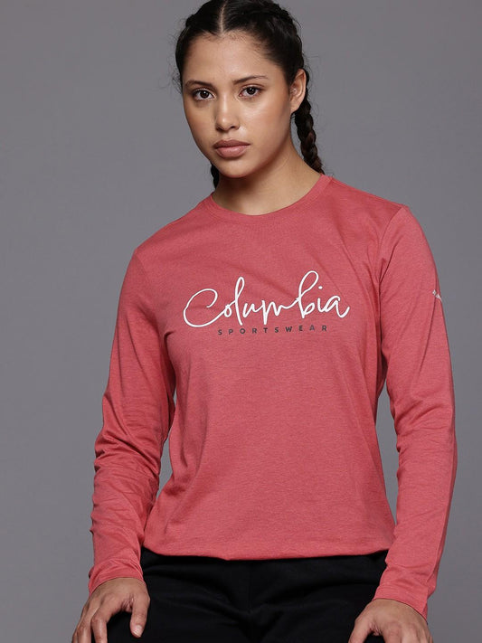 Columbia Womens Red Trek Relaxed Long Sleeve Tshirt