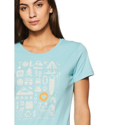 Columbia Women Blue Camp Stamp Performance T-Shirt