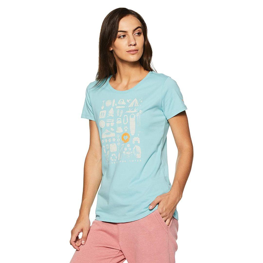Columbia Women Blue Camp Stamp Performance T-Shirt