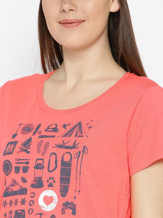 Columbia Women Pink Camp Stamp Performance T-Shirt
