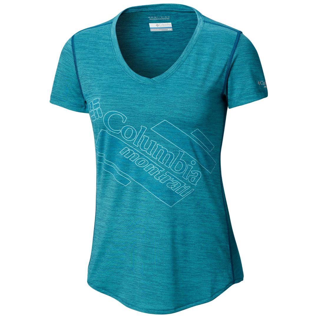 Columbia Women Blue Trinity Trail 2.0 Graphic Short Sleeve (Sun Protection)