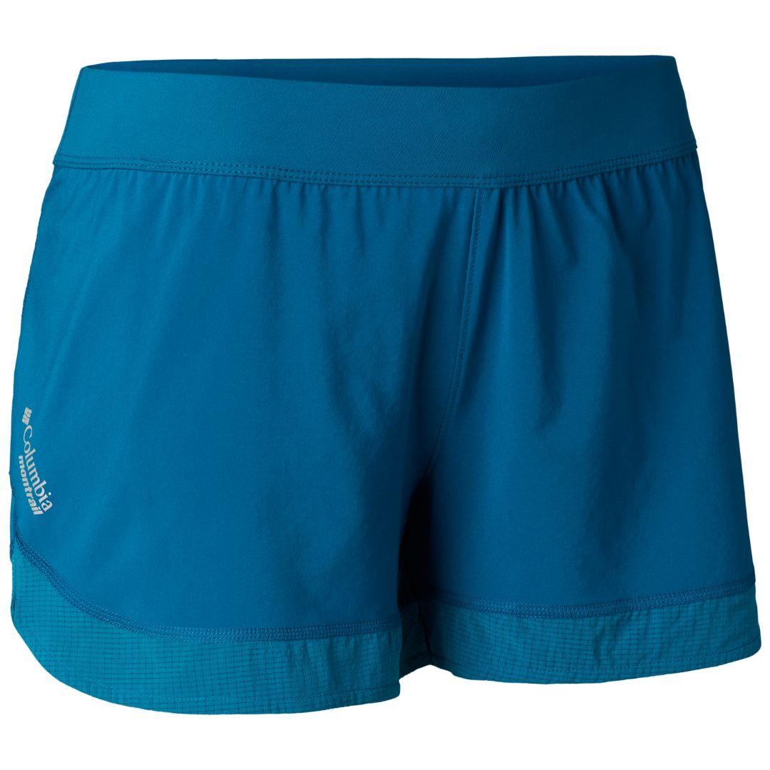 A Women Wearing Columbia Women Blue Titan Ultra II Short (Sun Protection)