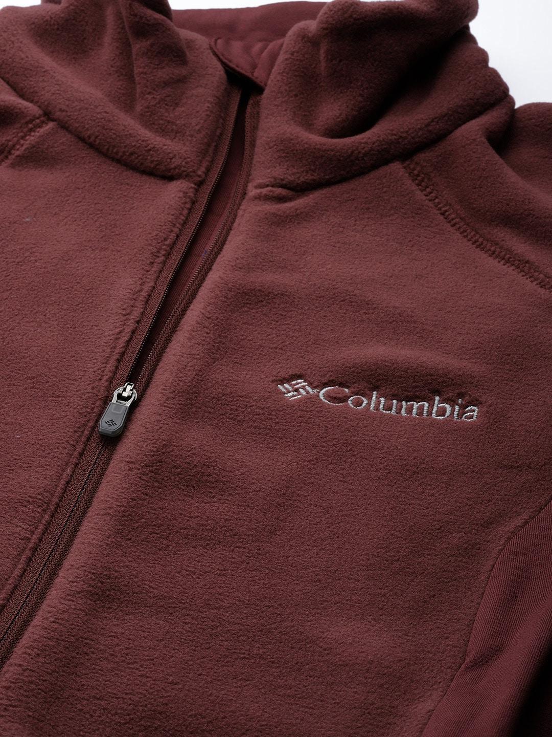 Columbia Women Maroon W Polar Powder Fleece FZ Fleece Jacket