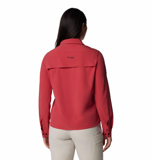 Columbia Womens Red Summit Valley Woven Long Sleeve Shirt