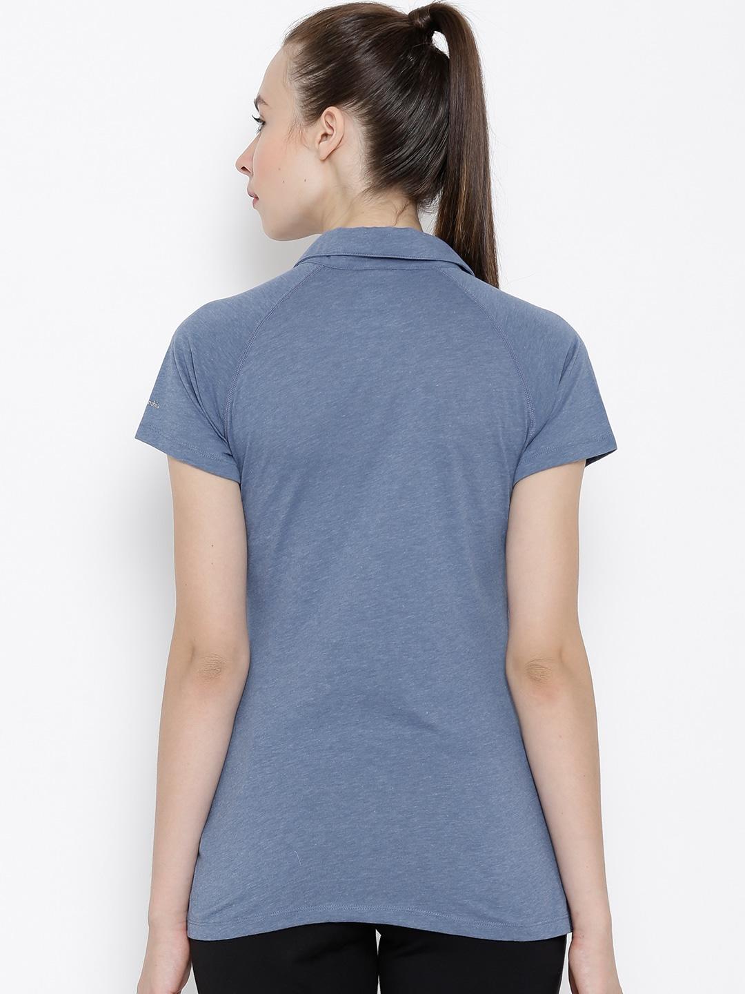 Columbia Women Blue Silver Ridge Zero Polo T-Shirt
