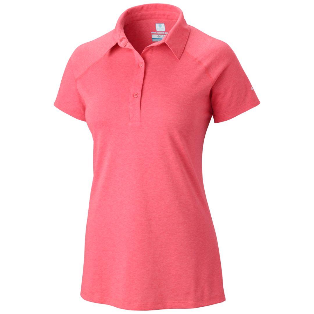 Columbia Women Pink Silver Ridge Zero Polo T-Shirt