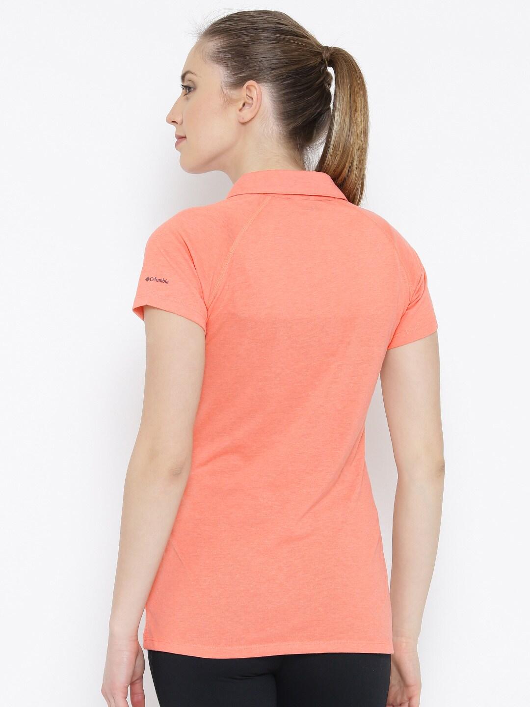 Columbia Women Peach Silver Ridge Zero Polo T-Shirt