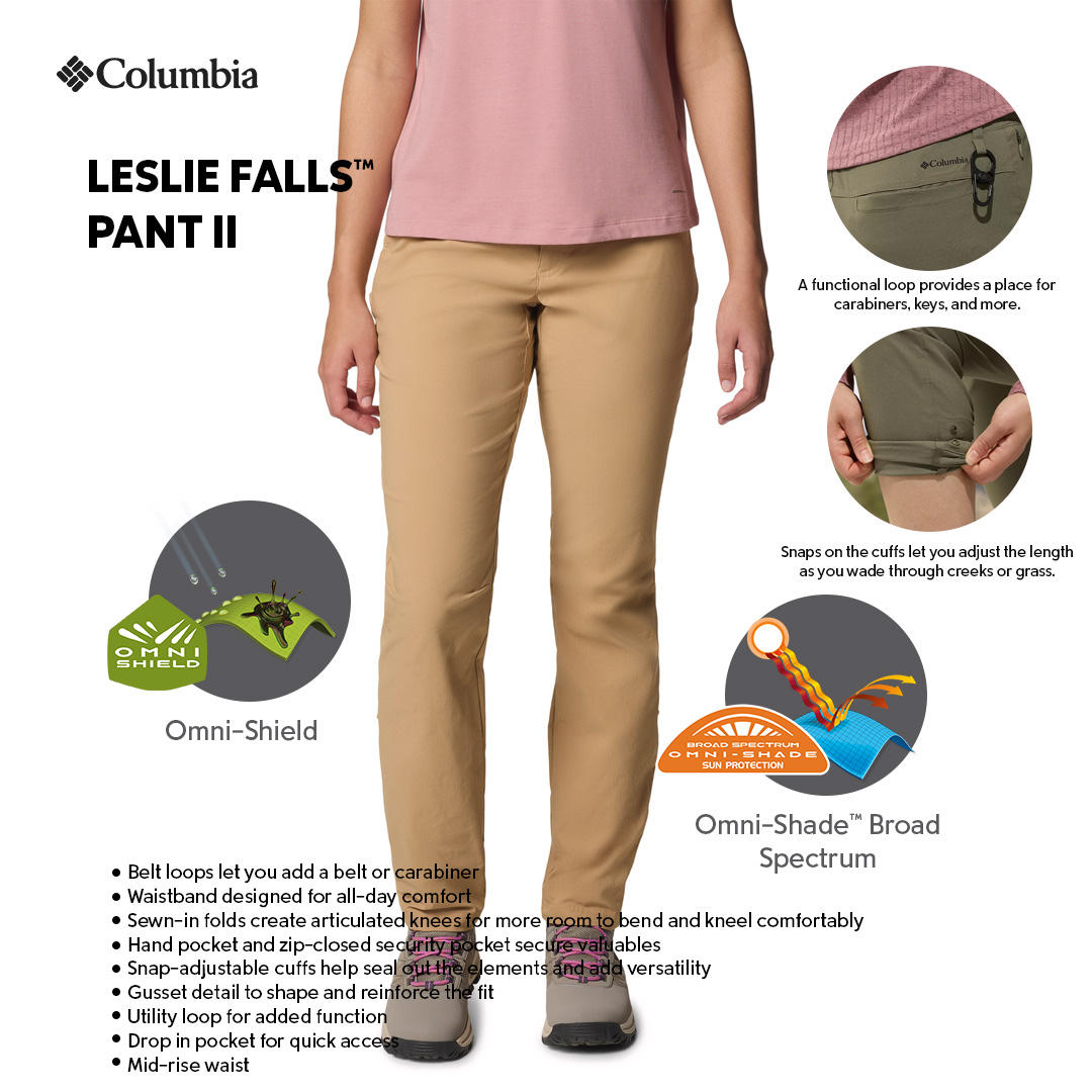 A Women Wearing Columbia Women Brown Leslie Falls Pant II