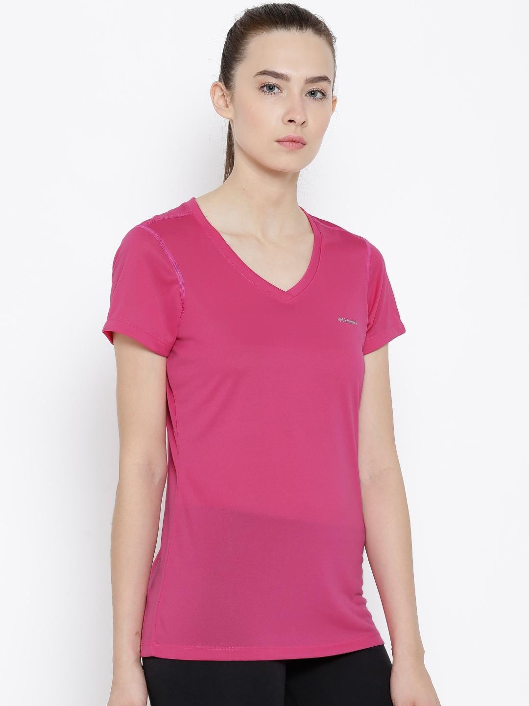 Columbia Women Red Omni-Wick Tech TrekShort Sleeve Tshirt