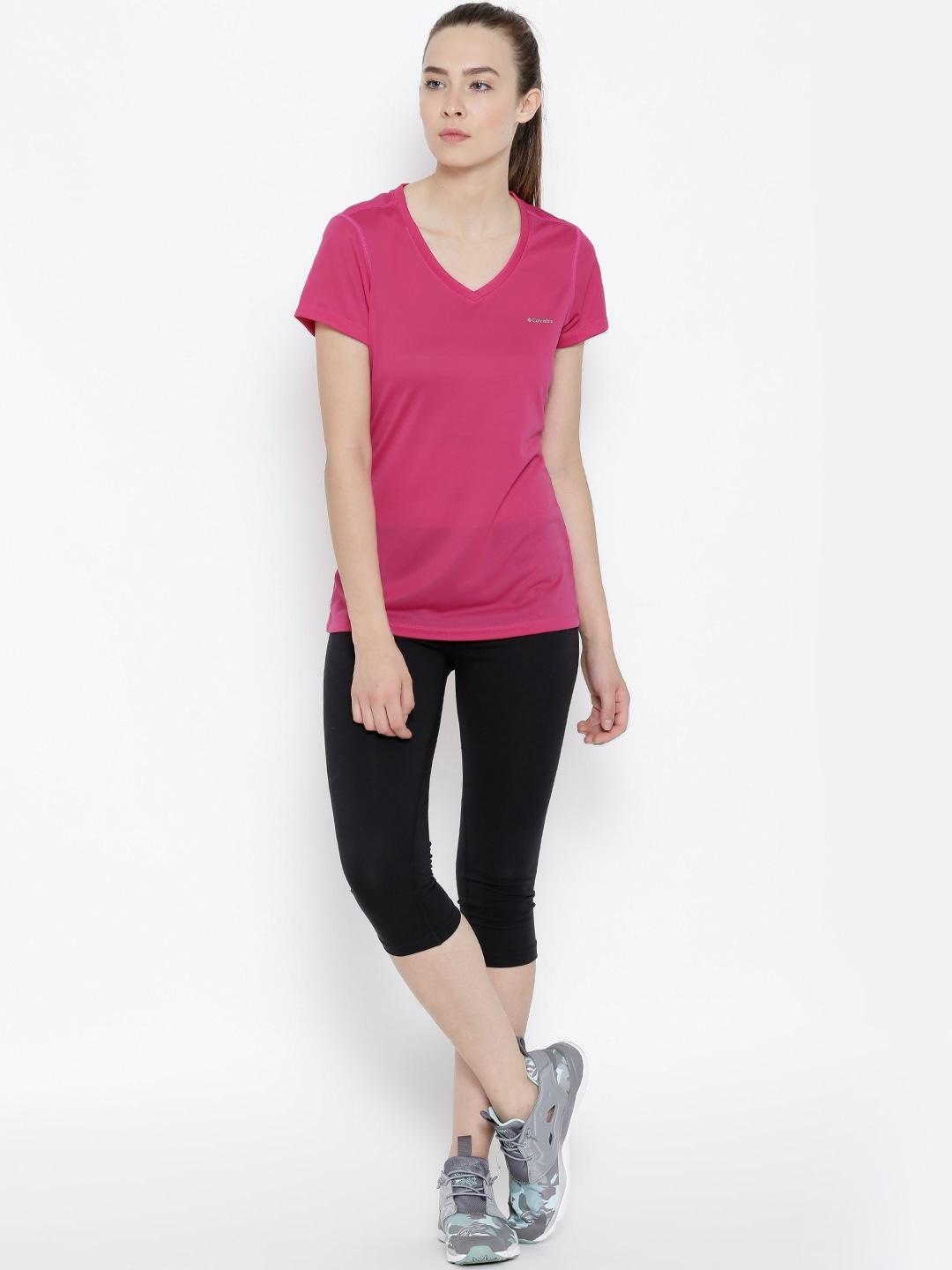 Columbia Women Red Omni-Wick Tech TrekShort Sleeve Tshirt