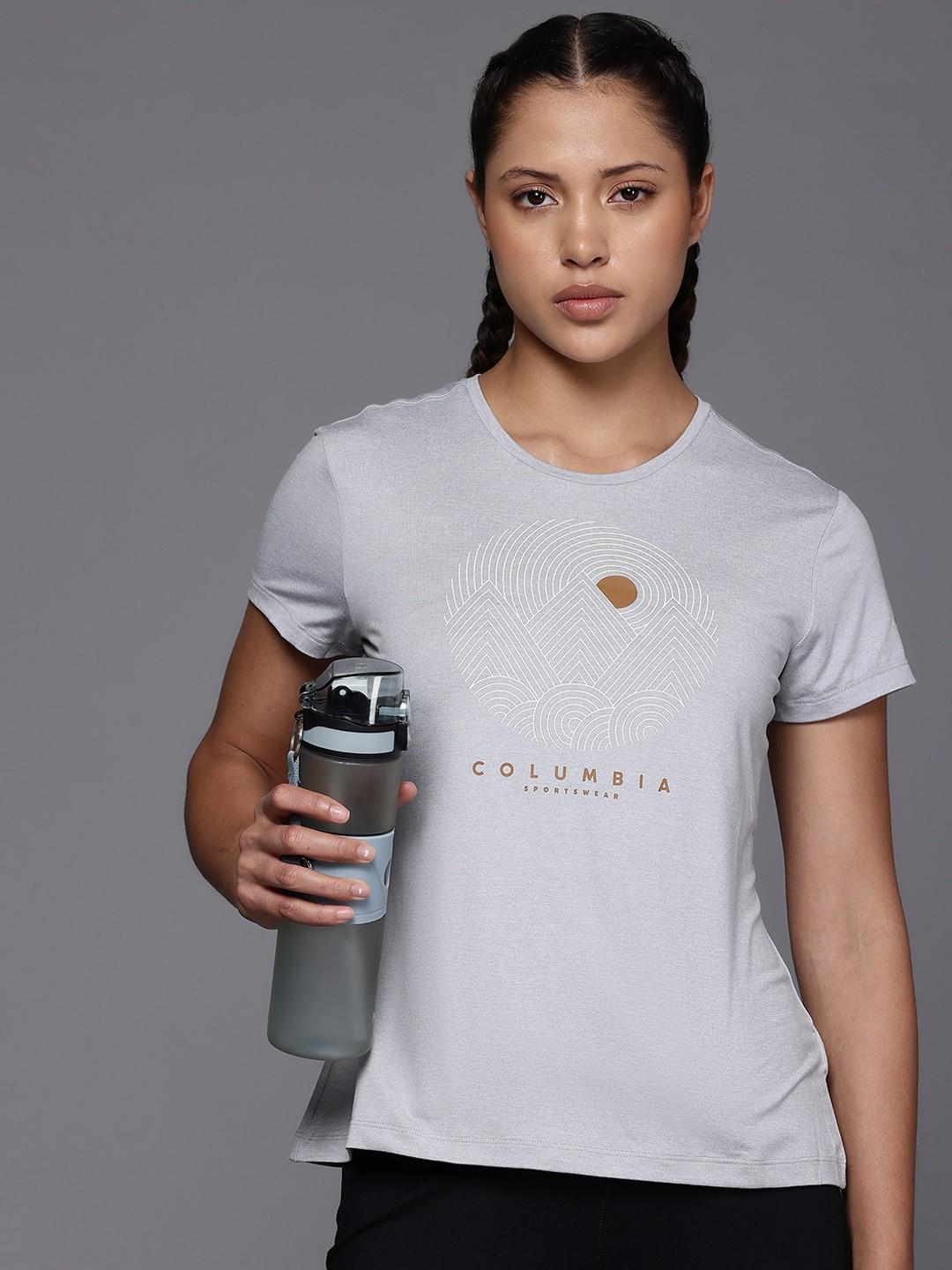 Columbia Womens Grey Sloan Ridge Graphic Short Sleeve Tee