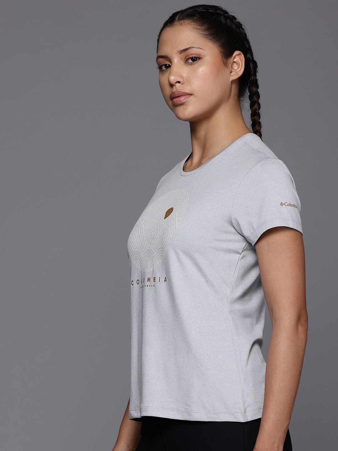 Columbia Womens Grey Sloan Ridge Graphic Short Sleeve Tee