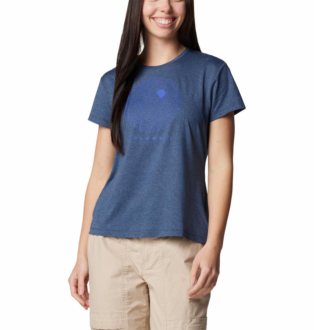 Columbia Womens Blue Sloan Ridge Graphic Short Sleeve Tee