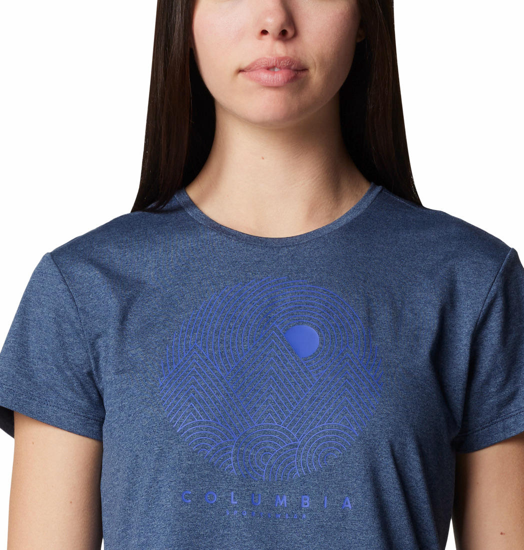 Columbia Womens Blue Sloan Ridge Graphic Short Sleeve Tee