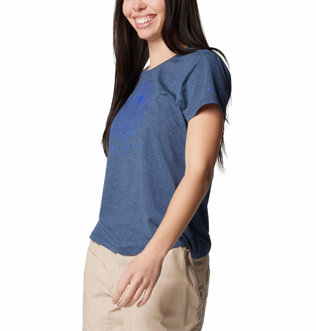 Columbia Womens Blue Sloan Ridge Graphic Short Sleeve Tee