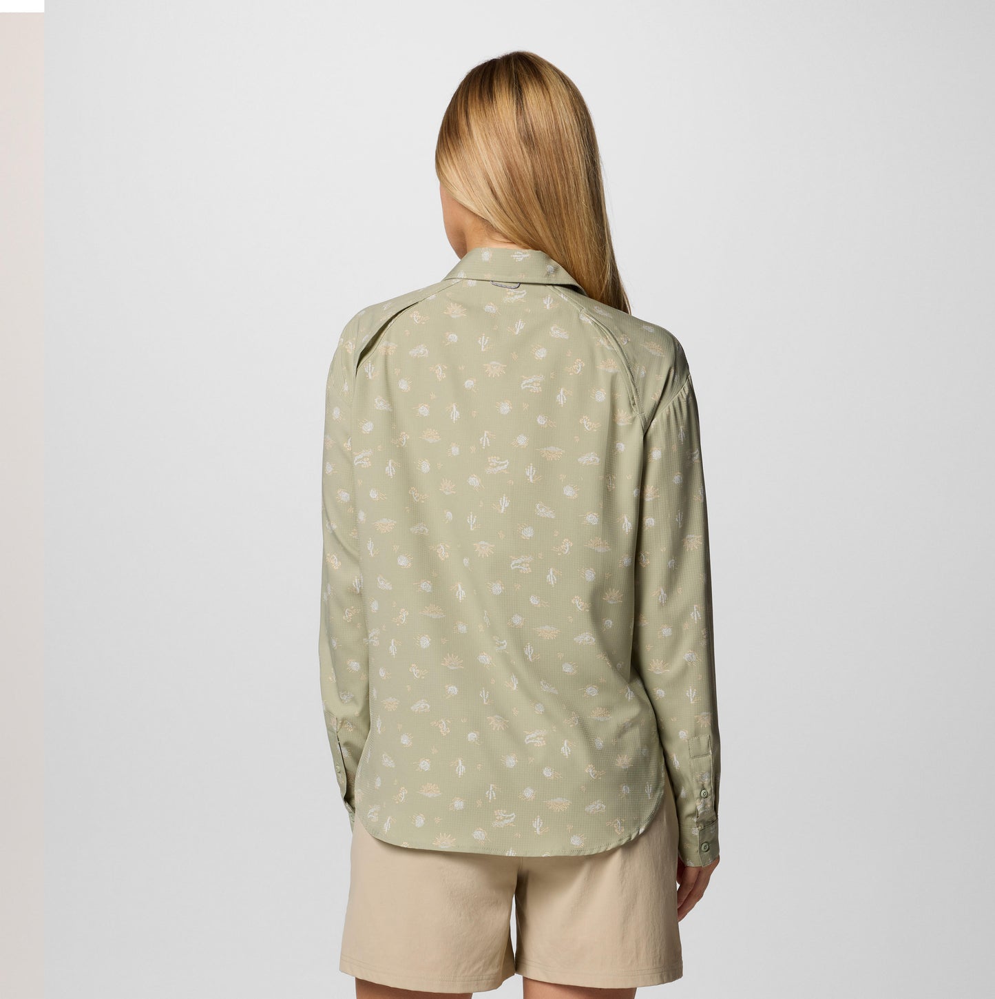 Columbia Womens Green Omni-Wick Silver Ridge Utility Patterned Long Sleeve Shirt