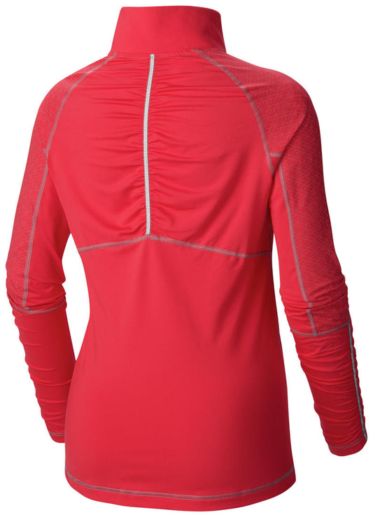 Columbia Women Red Omni-Wick Trail Flash Half Zip Tshirt
